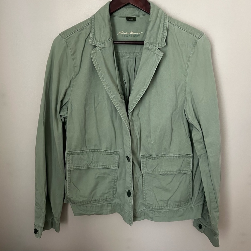 Eddie Bauer Jacket Legend Wash Green Cargo Lightweight Fall Spring Neutral - Picture 1 of 9